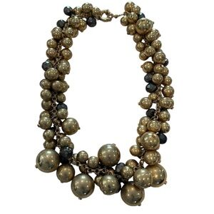 Gold and Black Beaded Necklace